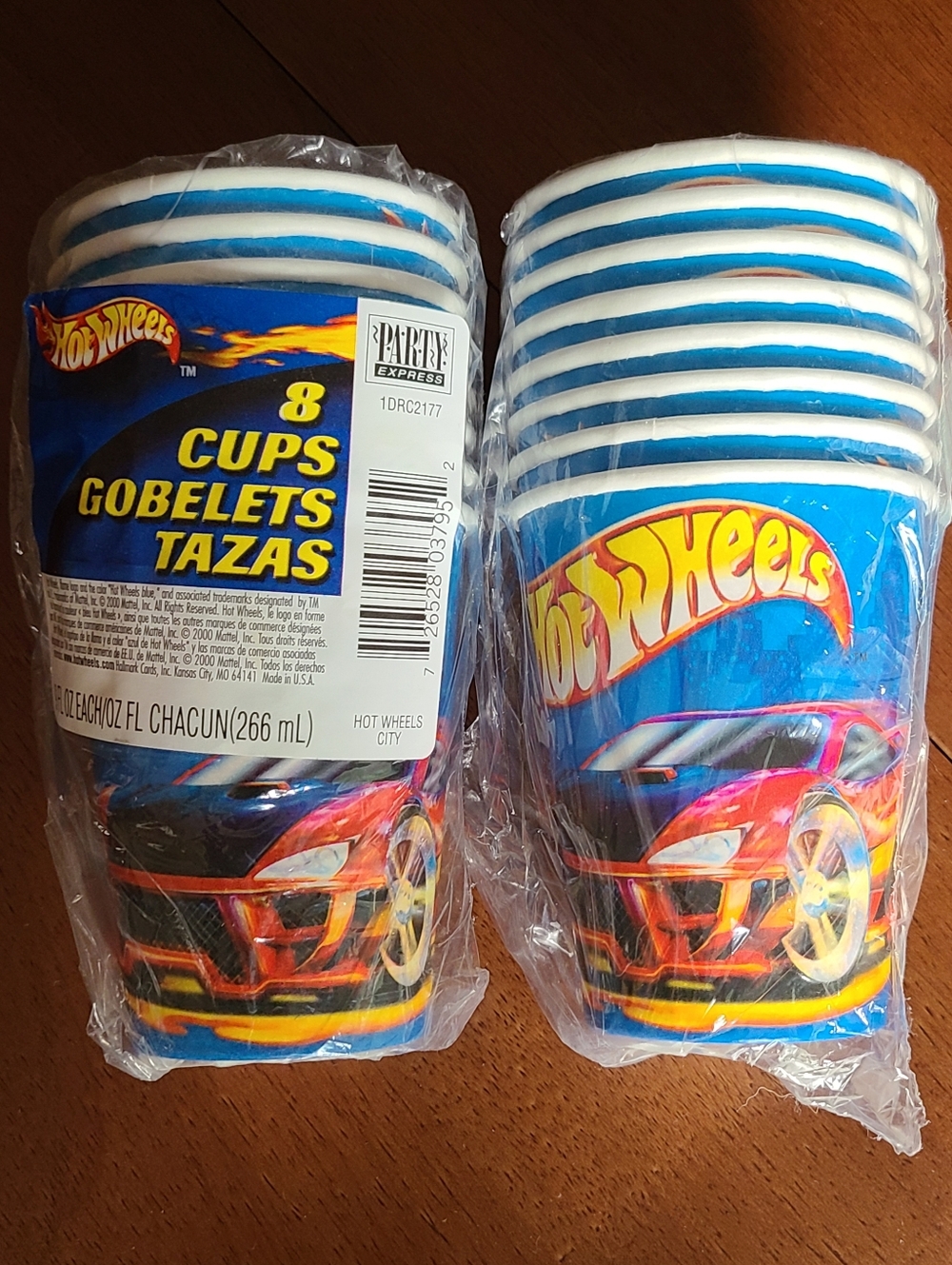 Vintage 2000 Hot Wheels City Blue Racing Paper Hot Cold 9-Oz Cups - Two 8-Packs